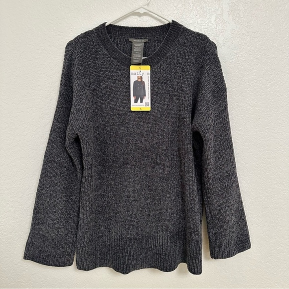 Matty M Women's Sweater - Charcoal Gray Crew Neck